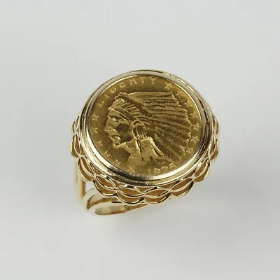 Heavy Vintage 14k Yellow Gold 1925 Quarter Eagle Coin Mens/Unisex Ring Size 8.5 • $899