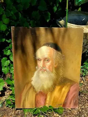 Folk Art Oil Painting Of Rabbi By Norman Synrex Royal American Circus Shows • $150