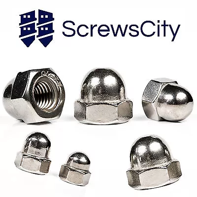 £1.80 • Buy Hexagon Domed Cap Nuts  Fit Screws Bolts M4 M5 M6 M8 M10 A2 Stainless Steel