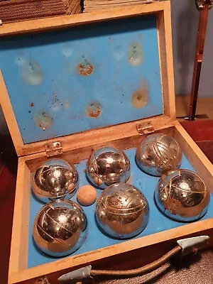 £14.99 • Buy Vintage French Boule Set In Carry Case In A Wooden Carry Case