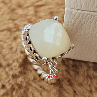 Authentic 100% 925 Sterling Silver Elegant Sincerity Mother Of Pearl Twist Ring • $26.99