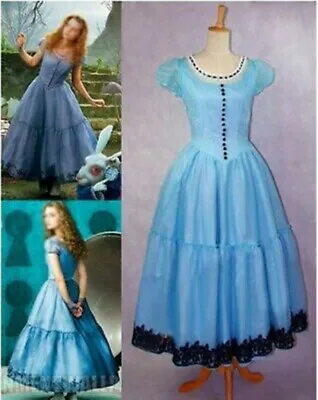£56.29 • Buy Alice In Wonderland Tim Burton Blue Dress Cosplay Costume Christmas Halloween
