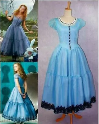 £56.29 • Buy Alice In Wonderland Tim Burton Blue Dress Cosplay Costume Christmas Halloween