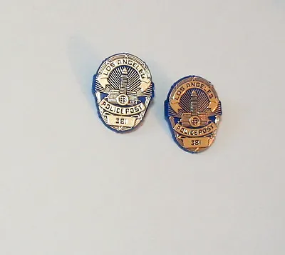 2 Mini Plastic Los Angeles Police Post 381 Lapel Shield Hat Lapel Pin Back New • £10.61