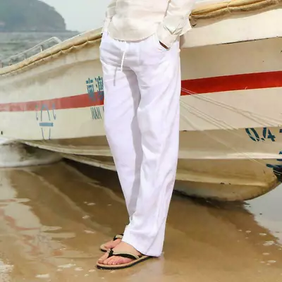 $45.94 • Buy Cotton Linen Thin Trousers Casual/Travel Loose Fit Men's Beach Pants W28 -42 