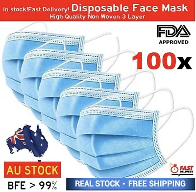 Medical Face Mask Surgical Grade Disposable Masks 3 Layers Filter AU Stock 100x • $22.90