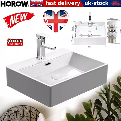 Bathroom Vanity Ceramic Wash Basin Cloakroom Sink Counter Top/ Wall Mount 50cm • £78.39