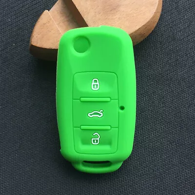 $4.96 • Buy Fit VW Golf 3 Button Smart Remote Key Fob Silicone Case Cover Green