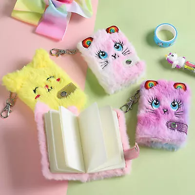 Girl Portable Personal Diary Pocket Notebook With Lock Cartoon Plush Notepad • $14.80
