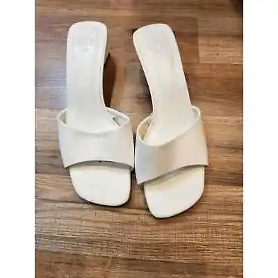 Zara White Heeled Block Sandals Size 40 • $25