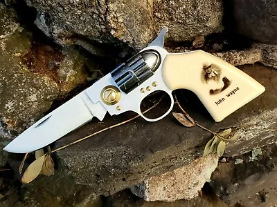 John Wayne Duke 7.5  Collectors Gun Folding Knife Revolver Style 3Cr13 EDC 👀😎 • $26.95