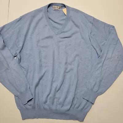 PETER MILLAR LUXURY BLEND M Medium Blue Cotton & Cashmere V-Neck Men's Sweater • $17