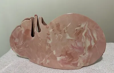 CAROLYN LEUNG Signed Pink And Cream Abstract Art Modernist Pottery- Unique MCM • $125