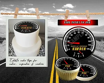 Speedometer Edible Cake Cupcake Cookie Toppers Picture Transfer Sugar Motorcycle • $10