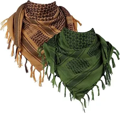 Multifunctional Shemagh Head Scarf - 100% Cotton Keffiyeh Arab Desert Army Wrap • £6.99