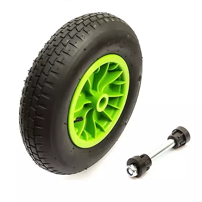 16 Inch 4.80/4.00-8 Wheel Pneumatic Tyre & Axle Lime Green 4 Ply Launch Trolley • £21.99