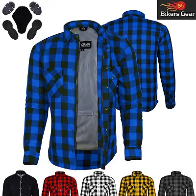 Men Motorcycle Shirt Kevlar Lined Lumberjack Motorbike Flannel Armour Protection • $74.54