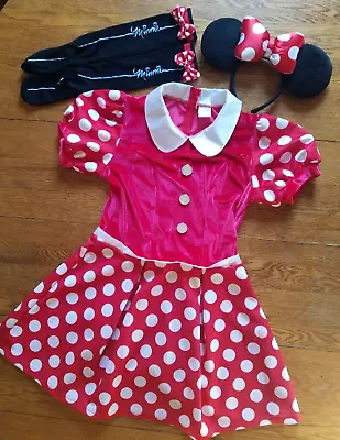 Adult Deluxe MINNIE MOUSE Costume EARS & SOCKS Size M BOWS Polka Dots HALLOWEEN • $45