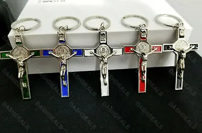 $10.95 • Buy Saint Benedict Crucifix Keychain Jesus On Cross Key Chain JESUS Metal Key Chain