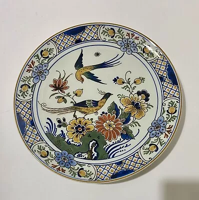 Vintage Royal Delft Polychrome Handpainted De Perceleyne Fles Plate 1978 Birds • $199