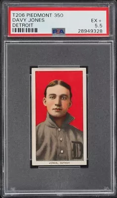 1909-11 T206 Davy Jones DETROIT PIEDMONT 350/25 PSA 5.5 EX+ (PWCC-A) • $735.20