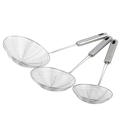 Cooking Oval Mesh Stainless Steel Frying Filter Food Oil Pot Ladle Strainer YU • £5.06