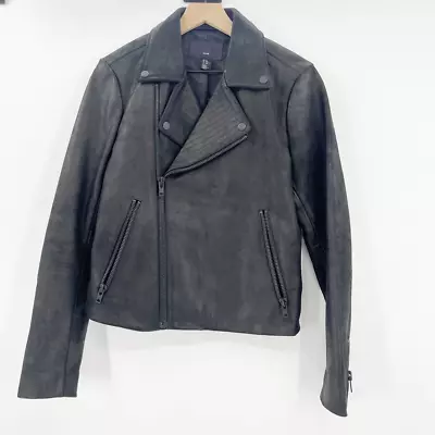 H&M Women's Black Leather Zip Up Motorcycle Jacket Size 34R • $15