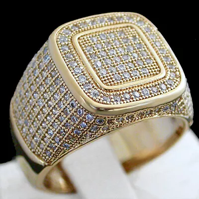 MENS PAVE Simulated DIAMOND 14k GOLD Layered Ring + LIFETIME GUARANTEE | BLING • $125