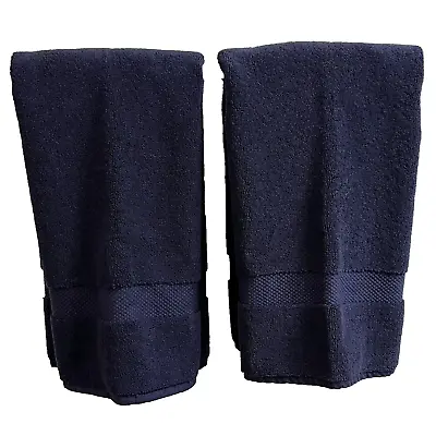 Restoration Hardware Paradigm 802 Turkish Cotton Hand Towels Navy Set Of 2 NEW • $45.99