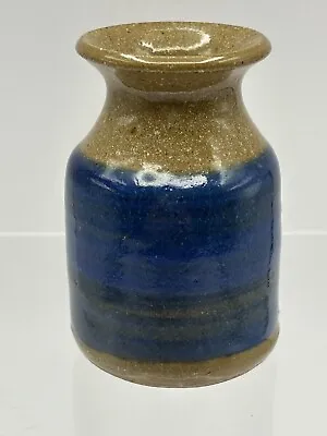 Blue Studio Art Pottery Bud Vase Signed 3” Vintage • $18.50