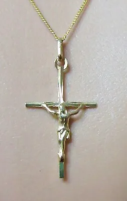 9ct Gold Necklace - 9ct Yellow Gold Crucifix Cross Pendant & 9ct Gold Chain • £95