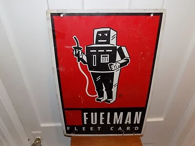 Vintage Fuelman Fleet Card Double Sided Metal Sign • $225