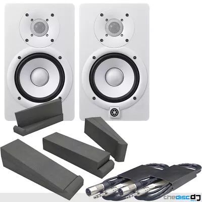 Yamaha HS5 White Active Studio Monitors (Pair) + Isolation Pads & Leads • £369