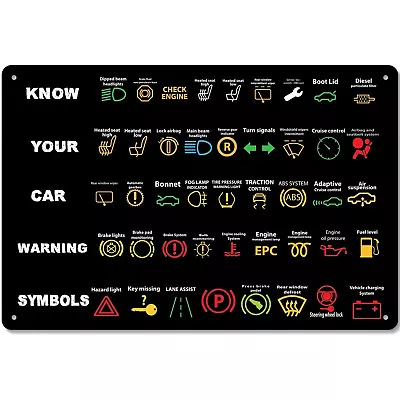 Warning Lights Mechanics Funny Metal Tin Signs Poster Home Man Cave Wall Decor • $15.99