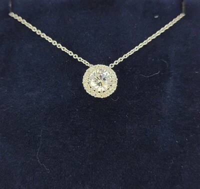 $16.90 • Buy Nadri Round Halo Solitare CZ Cubic Zirconia Silver Necklace 16  - 18 