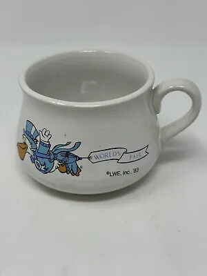 Vintage 1983 World's Fair Chicago Coffee Mug White Ceramic Blue Stork • $12