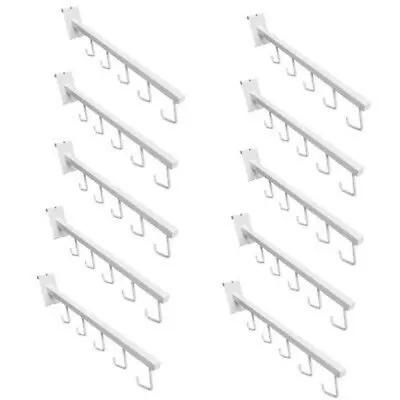 $89.50 • Buy 10Pc WHITE Waterfall 5 J Hook Gridwall Hooks 17-1/2 Long Faceout Retail Display 
