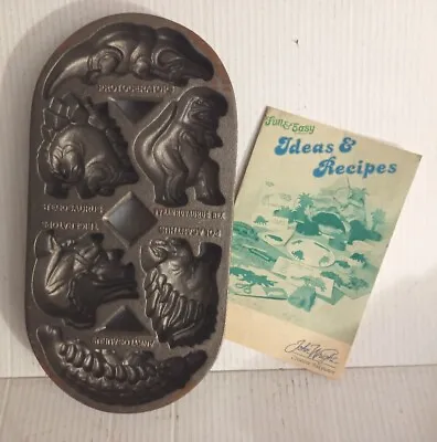 John Wright Cast Iron DINOSAUR Muffin Mold PAN Vintage 1980's Orig Box & Book • $29.99