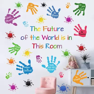 Colorful Inspirational Quotes Wall Stickers Vinyl Paint Splatter Handprint Wall • $18.27
