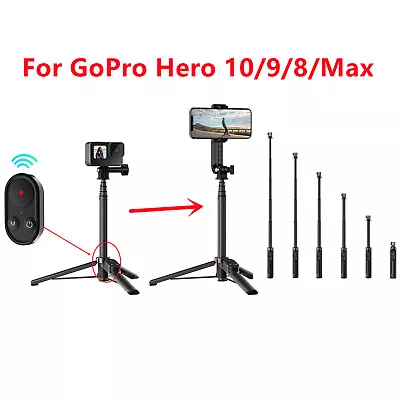 Bluetooth Remote Control Phone Selfie Stick Tripod For Gopro Hero 10 9 8 MAX B • $51.79
