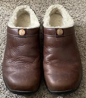 Merrell Primo Chill Slide Bug Brown Leather Slip On Clogs Shoes - Mens Size 8 • $26.99