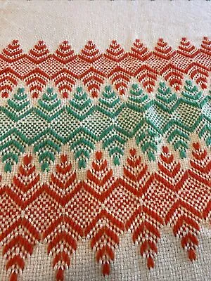Handmade Swedish Weaving Afghan Throw Blanket  Monks Cloth 45x70 Tablecloth • $39.95