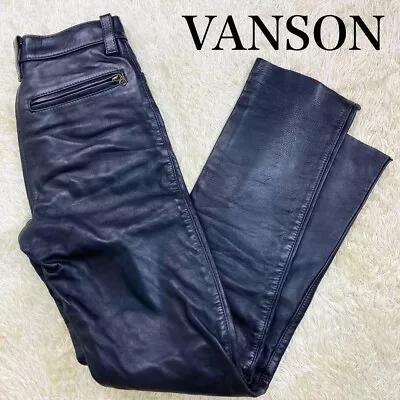 Rare Vanson Talon Zip Biker Pants Leather Pants Black Size 28 Used From Japan • $188.46