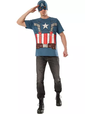Captain America The Winter Soldier Adults Costume T-shirt Mask Large 42-44 • $32.98