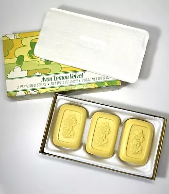 Super Cute Vintage Avon Lemon Velvet Set Of 3 Perfumed Soap Bars NOS A25 • $9.99