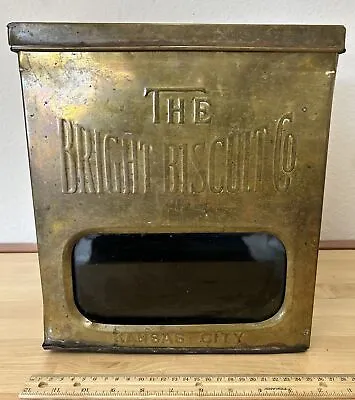 Antique Us Primitive Bright Biscuit Co Store Advertising Tin Cake Pantry Box • $475