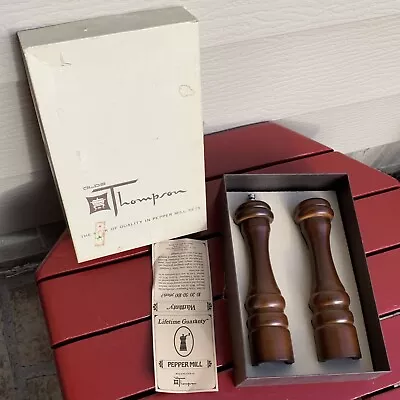 VTG MCM Olde Thompson Walnut Pepper Mill Grinder & Salt Shaker Diplomat Set NOS • $39.99