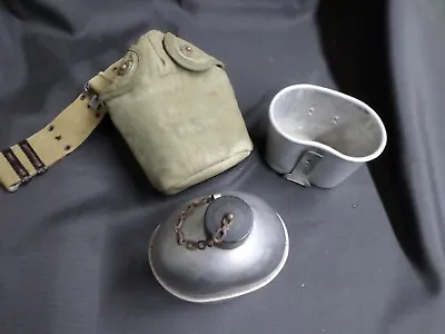 Vintage US Military Army Metal Aluminum Canteen With Cup & Lined Insulated Cover • $30