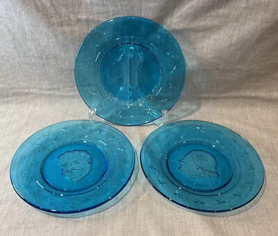 Lot (3) Wheaton Collectible Blue Glass President Plates Madison/ Taft / Adams • $10