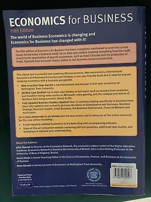 Economics For Business Sloman Hinde And Garratt - Fifth Edition • £15